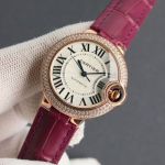 Cartier 18K Gold 28/33/36MM Automatic Movement Red/Black Bracelet Women's Watch